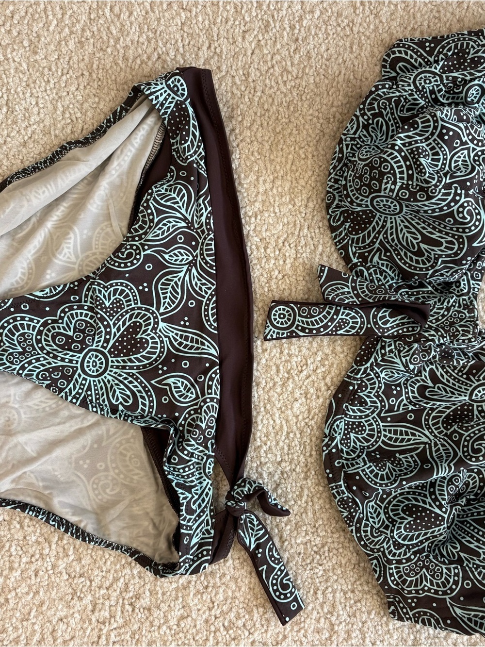 Fantasie Brown & Mint Bandeau Tie-Side Bikini - Picture 8 of 9